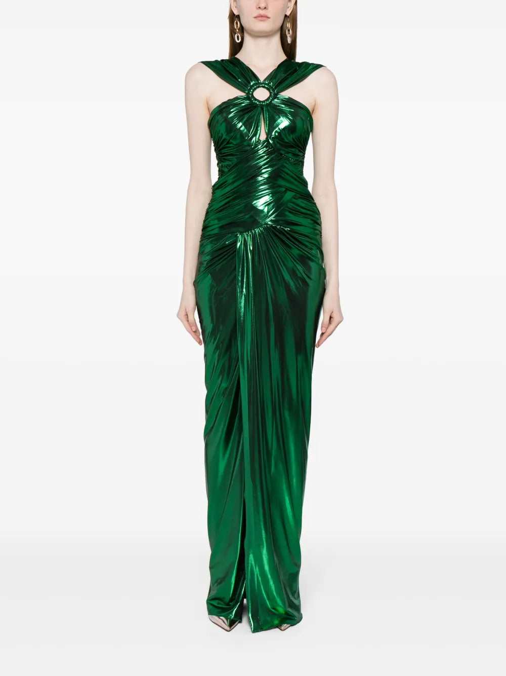Zuhair Murad Lame Draped Sleeveless Gown