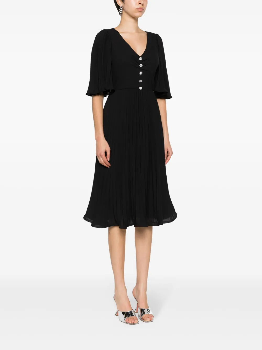 Nissa Rhinestone Embellished Pleated Dress