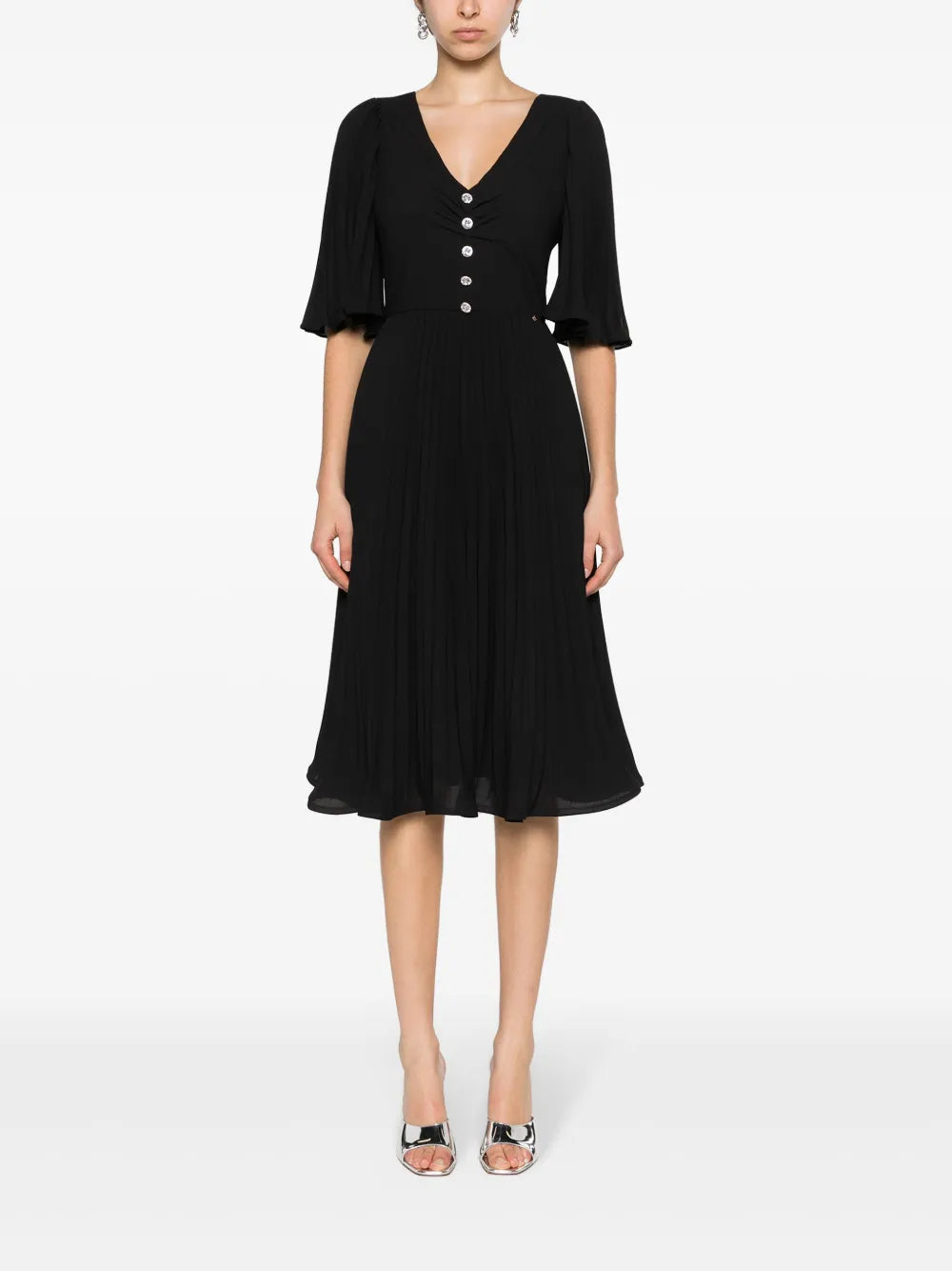 Nissa Rhinestone Embellished Pleated Dress