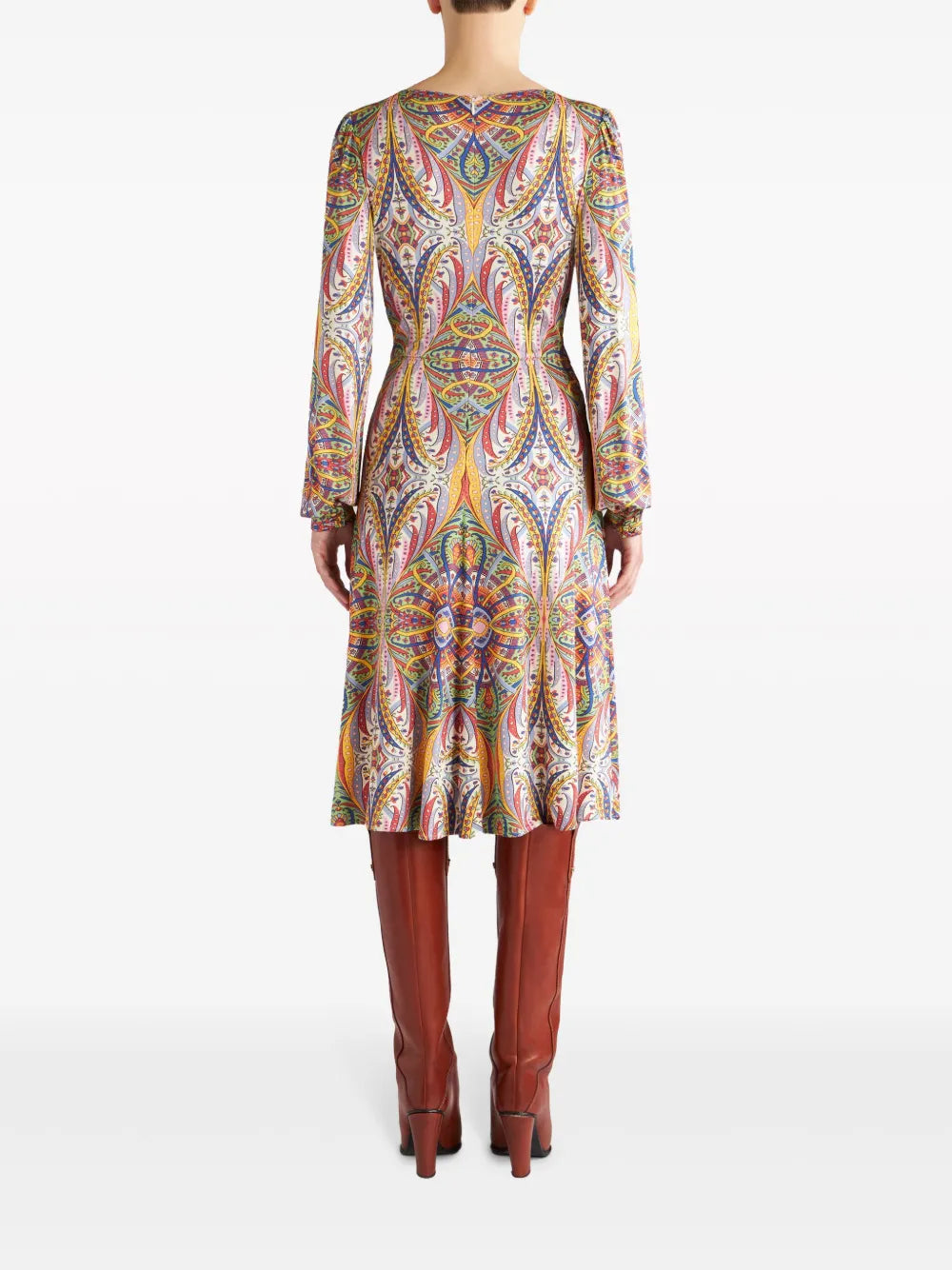Etro Paisley Print V Neck Midi Dress