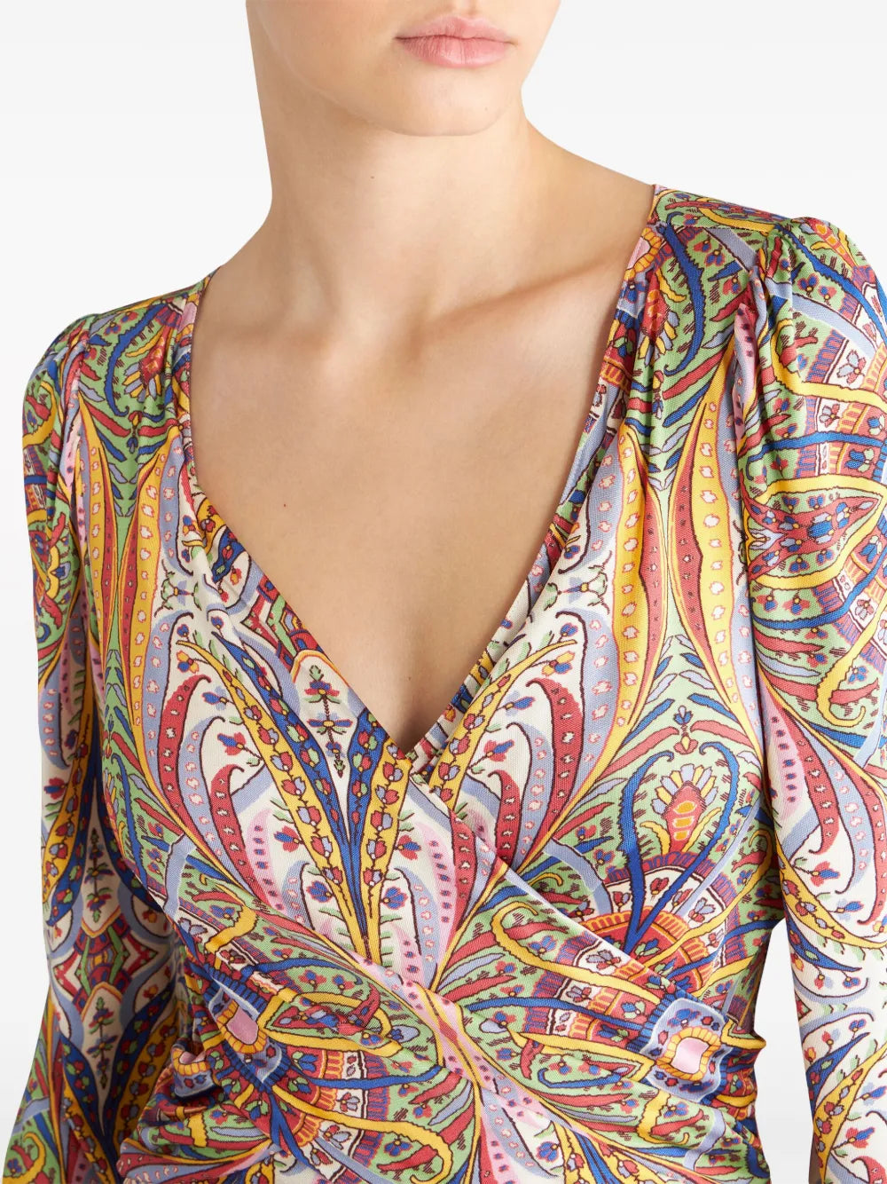 Etro Paisley Print V Neck Midi Dress