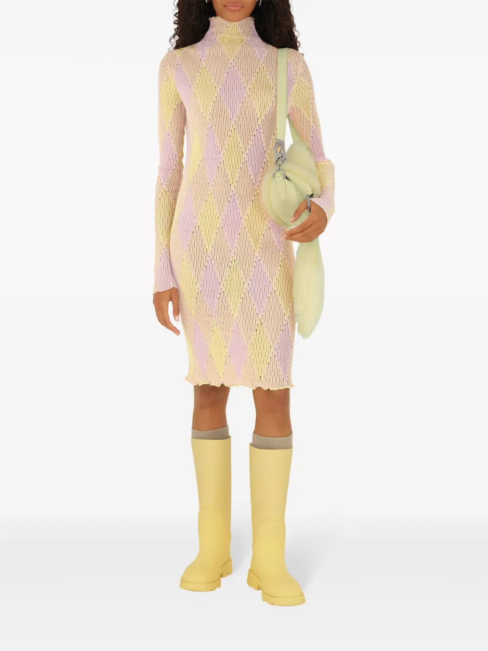 Burberry Argyle Ribbed Knit Dress