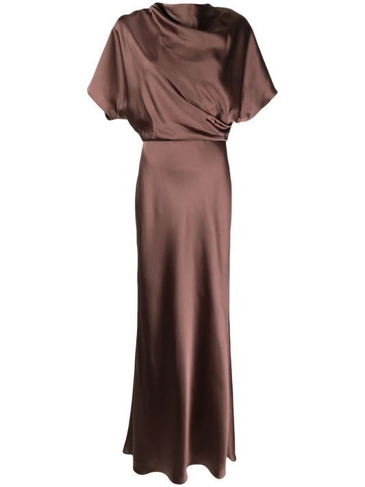 Amsale Draped Satin Gown