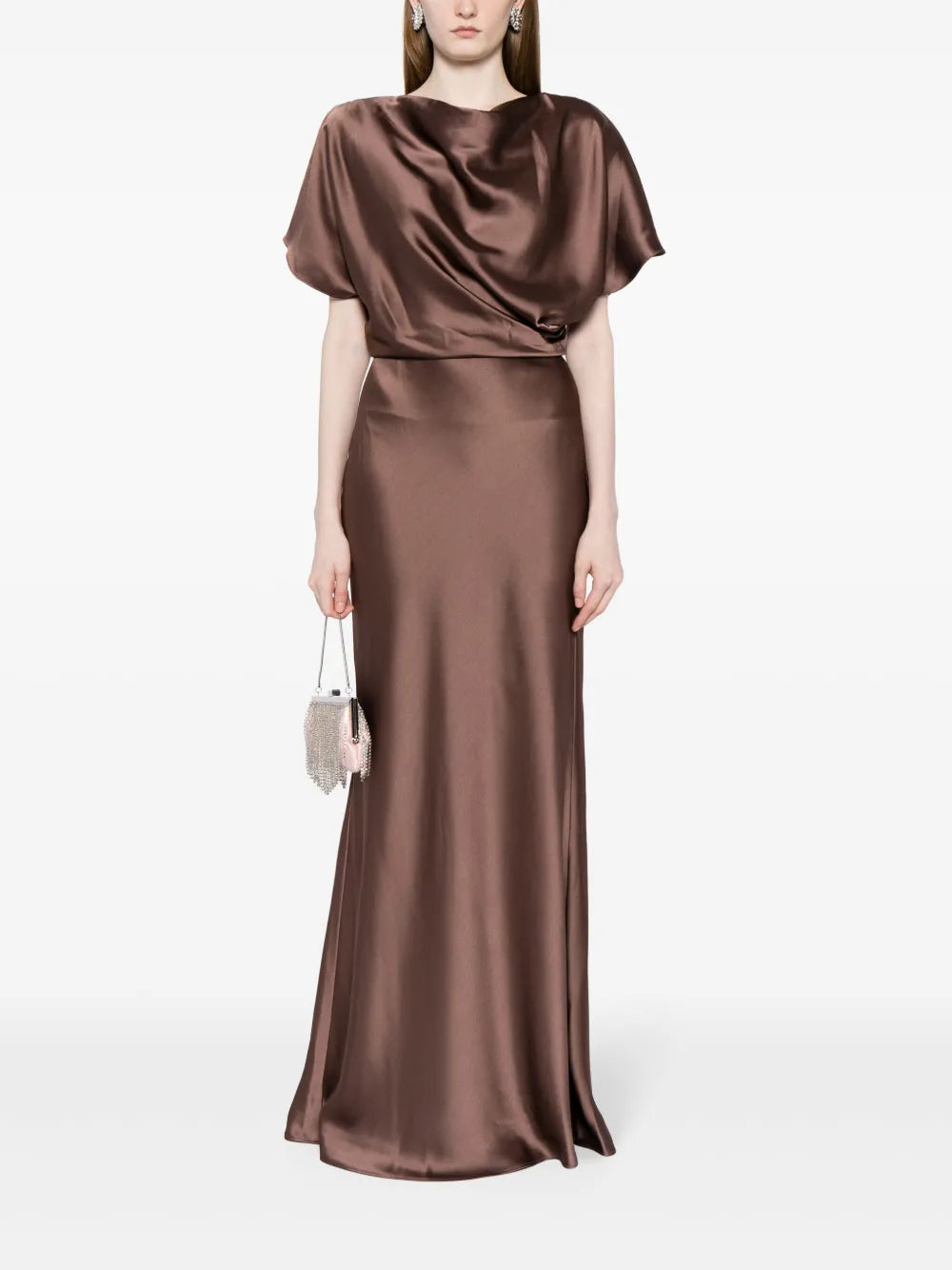 Amsale Draped Satin Gown