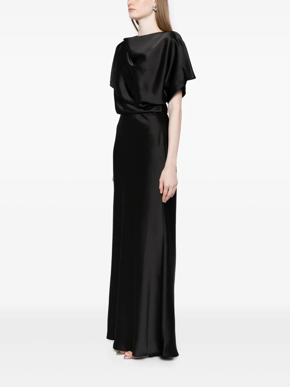 Amsale Draped Satin Gown
