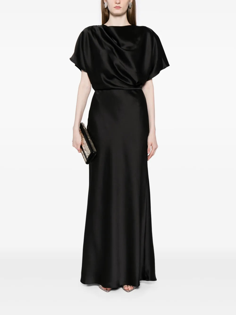 Amsale Draped Satin Gown