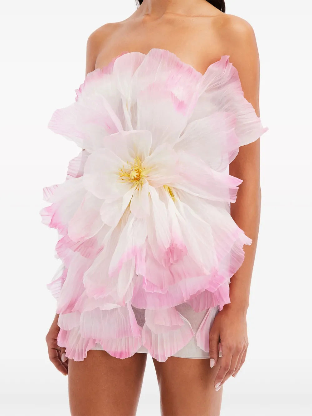 Oscar De La Renta Petal Applique Organza Minidress