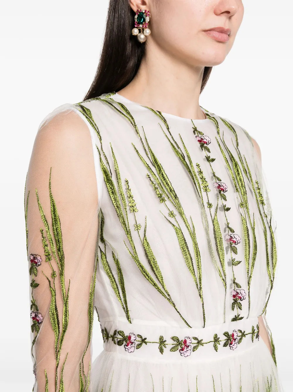 Giambattista Valli Floral Embroidered Tulle Dress