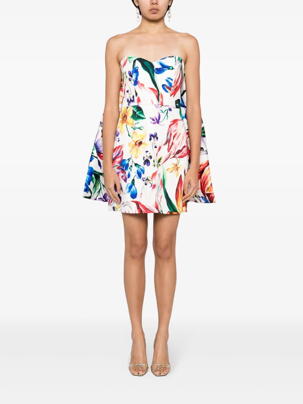 Marchesa Notte Mikado Floral Print Mini Dress