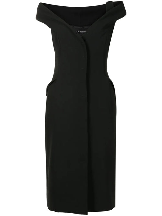 Gloria Coelho Off Shoulder Midi Dress