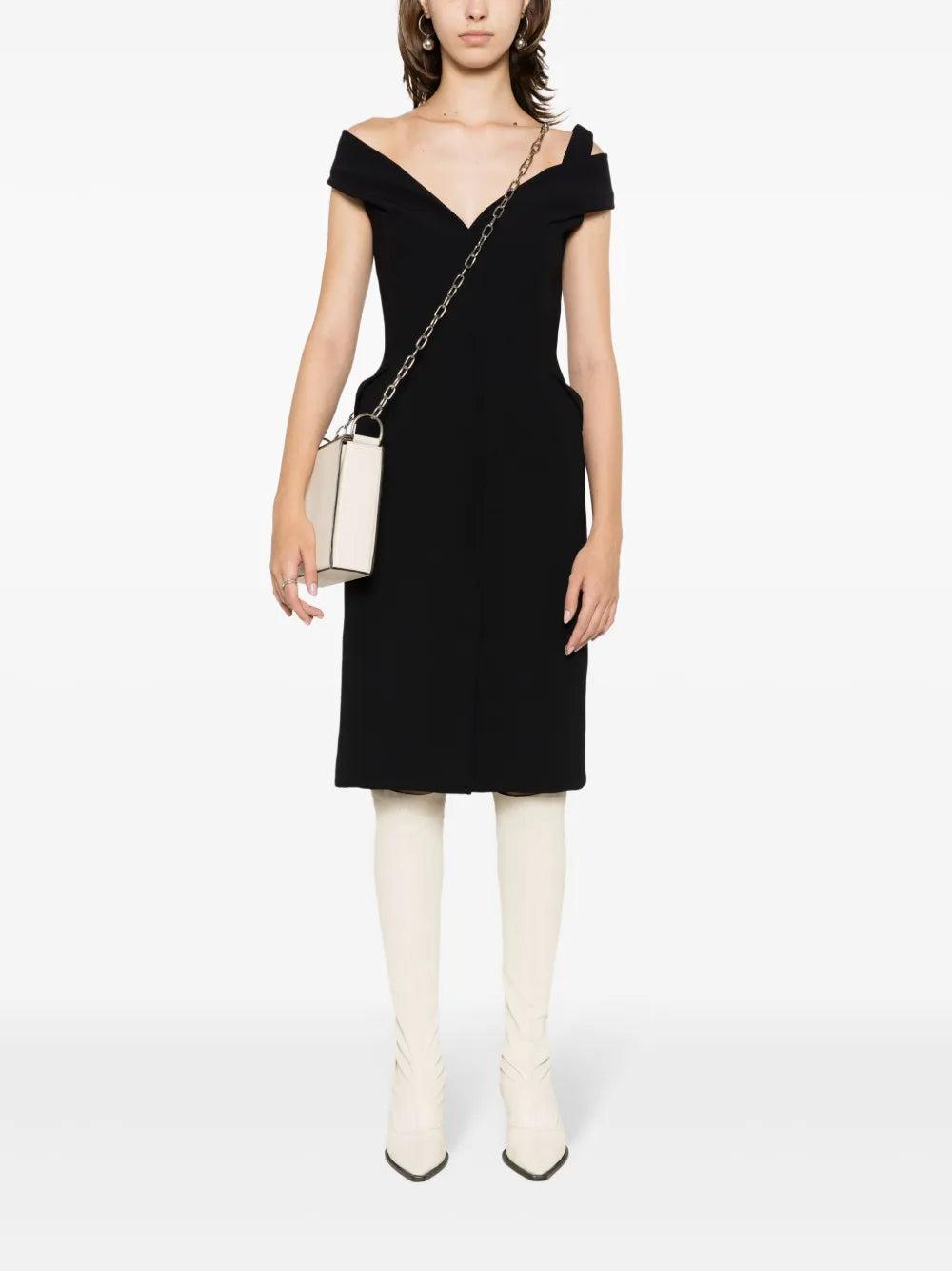 Gloria Coelho Off Shoulder Midi Dress