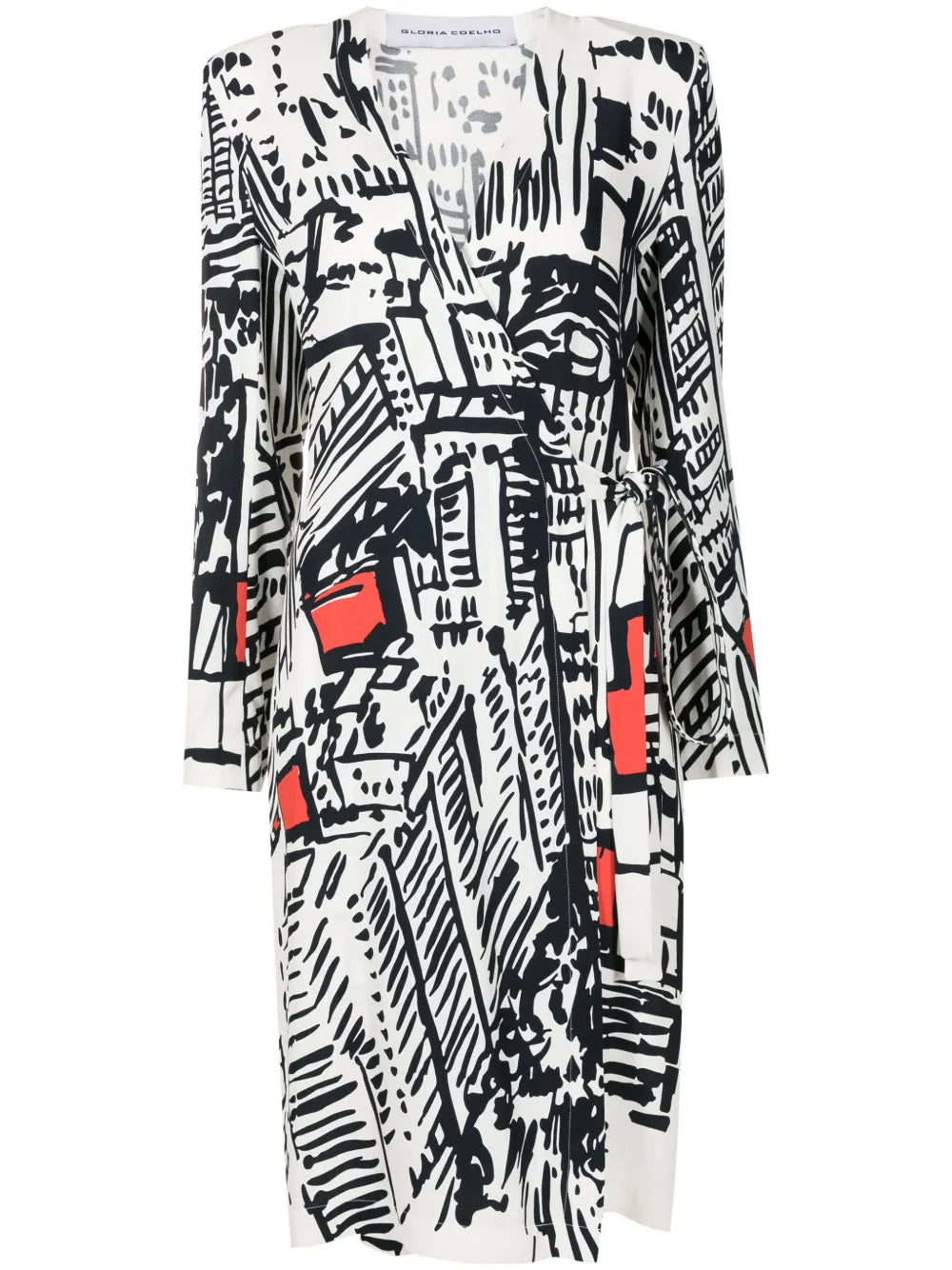 Gloria Coelho Abstract Print Wrap Dress