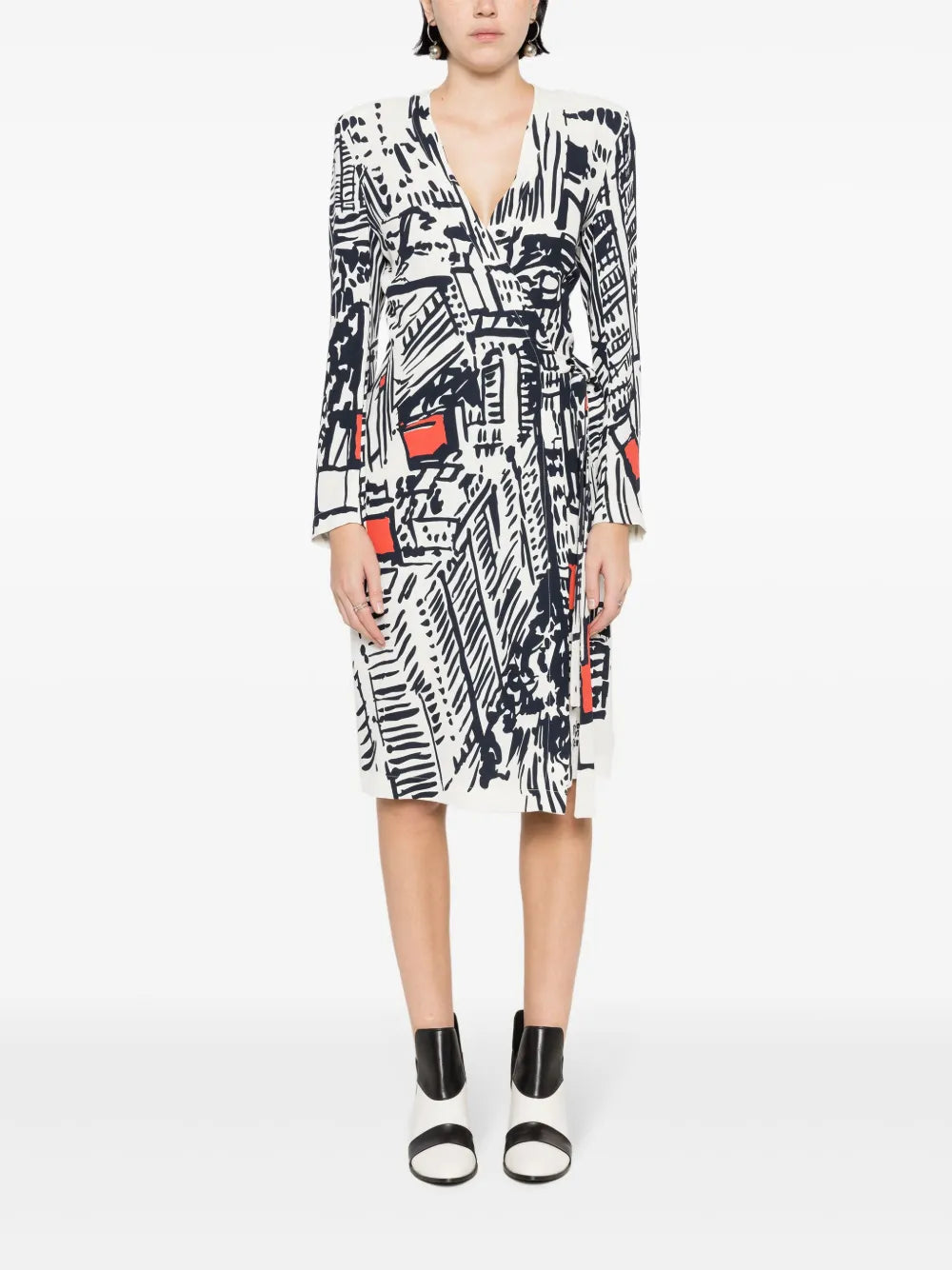 Gloria Coelho Abstract Print Wrap Dress