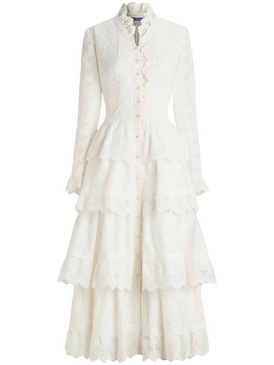 Ralph Lauren Collection Stella Embroidered Poplin Midi Dress