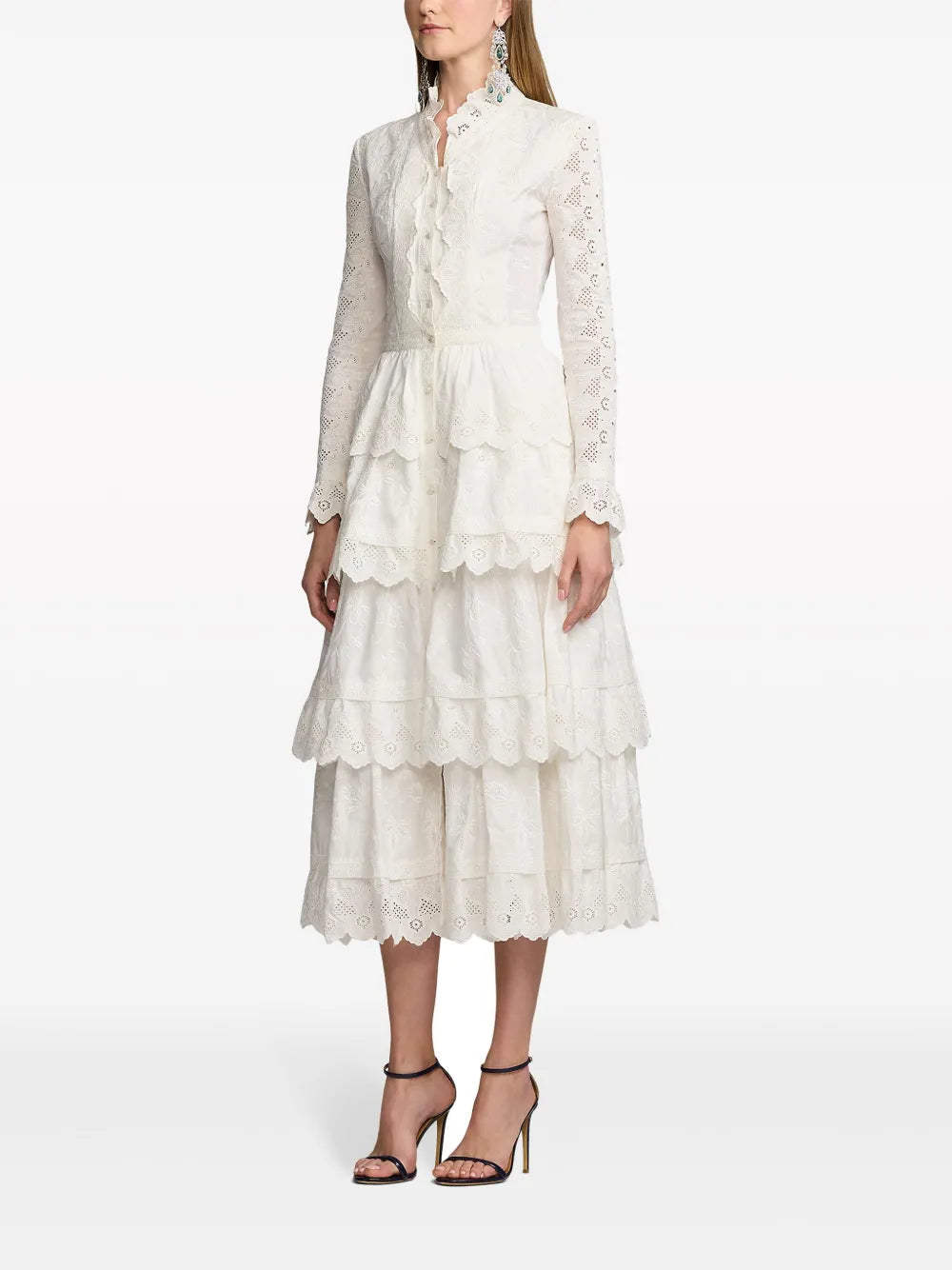 Ralph Lauren Collection Stella Embroidered Poplin Midi Dress