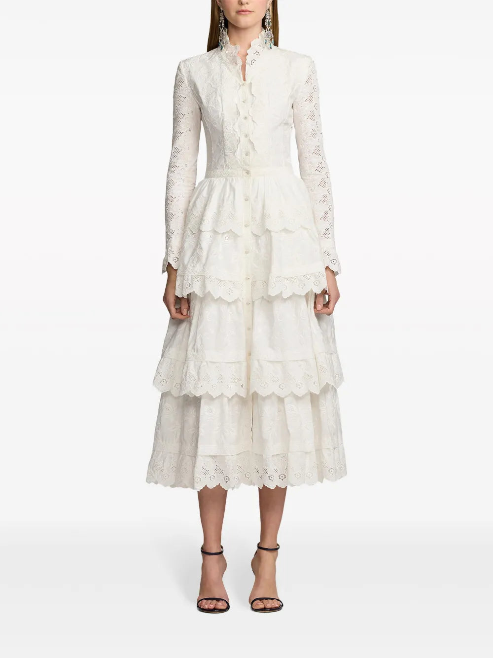Ralph Lauren Collection Stella Embroidered Poplin Midi Dress