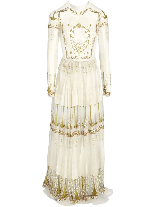 Giambattista Valli Jardin Deden Embroidered Tulle Maxi Dress