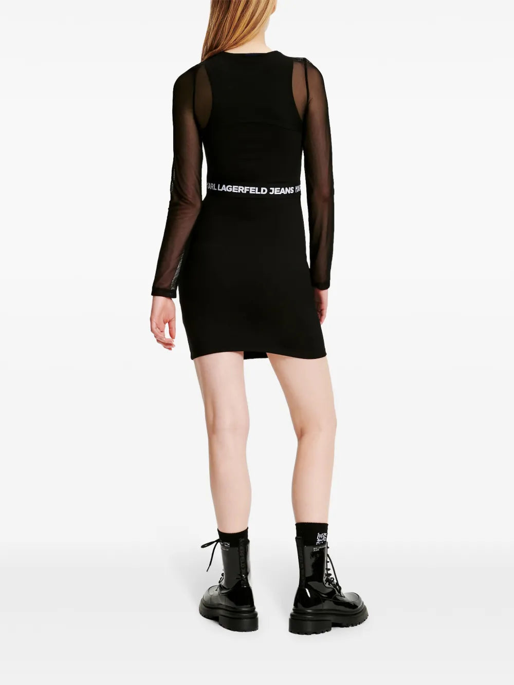 Karl Lagerfeld Jeans Logo Waistband Mesh Minidress