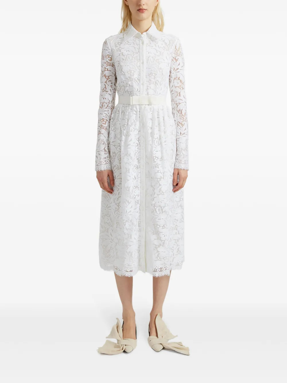 Erdem Corinne Belted Lace Shirt Dress