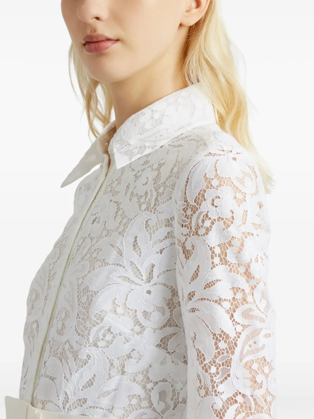 Erdem Corinne Belted Lace Shirt Dress