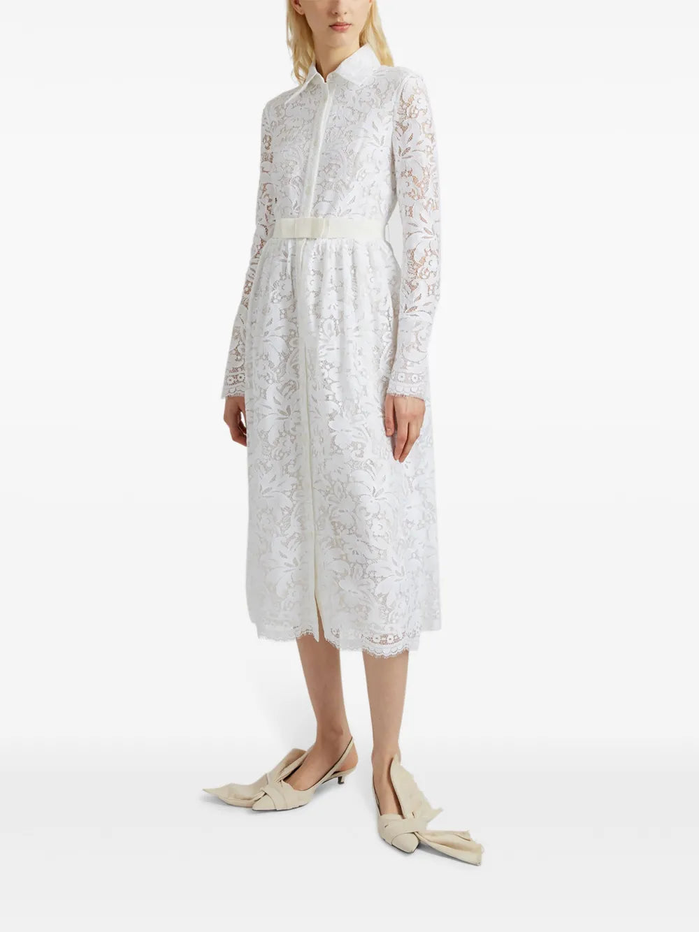 Erdem Corinne Belted Lace Shirt Dress