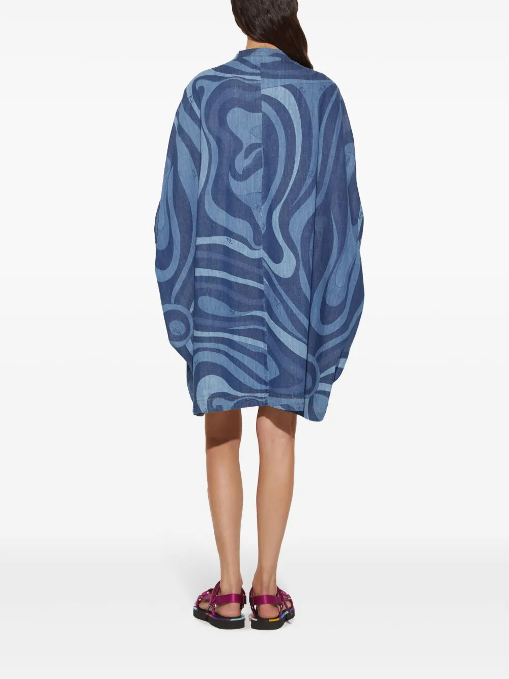 Pucci Marmo Print Denim Kaftan Dress
