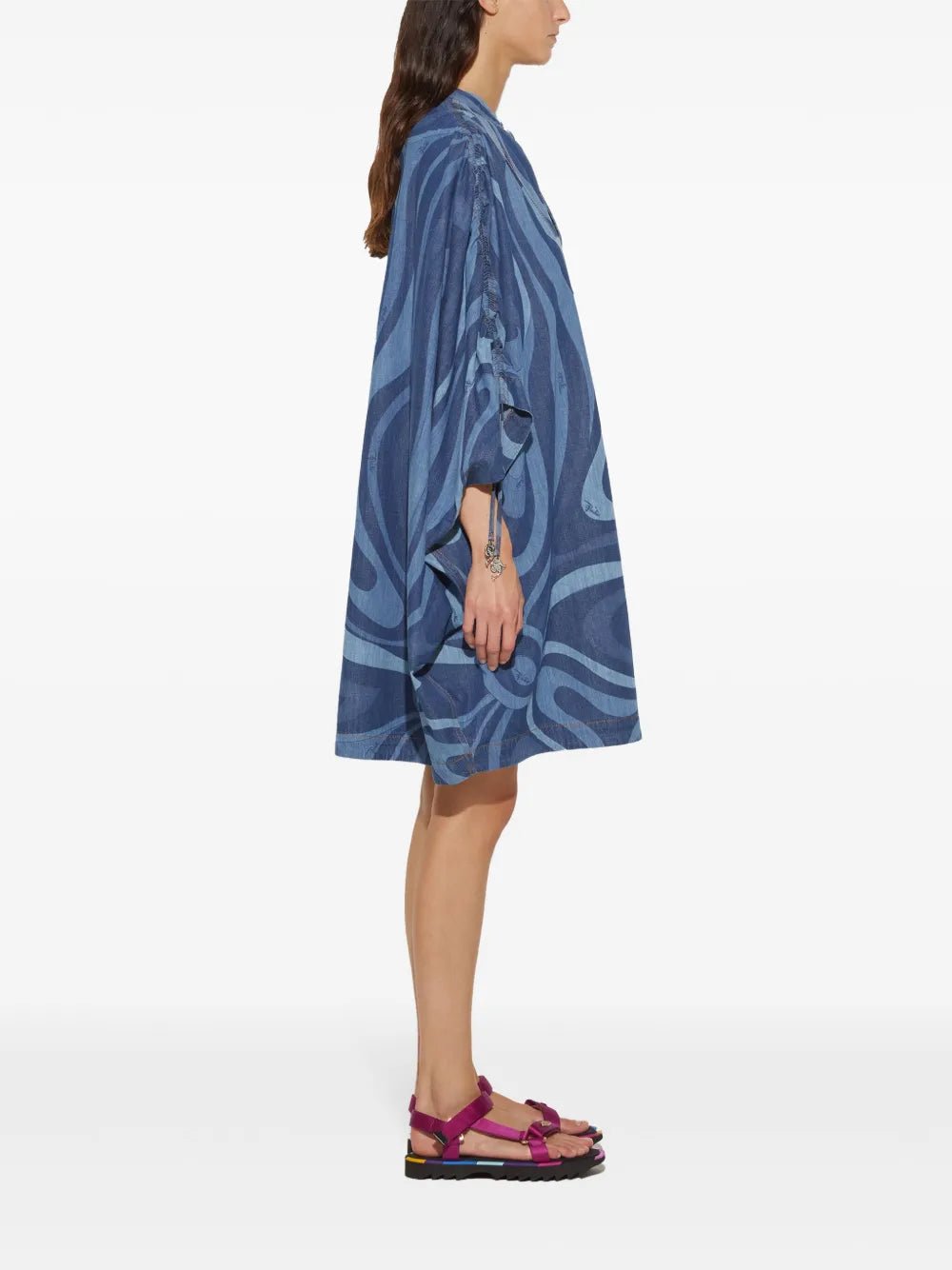 Pucci Marmo Print Denim Kaftan Dress
