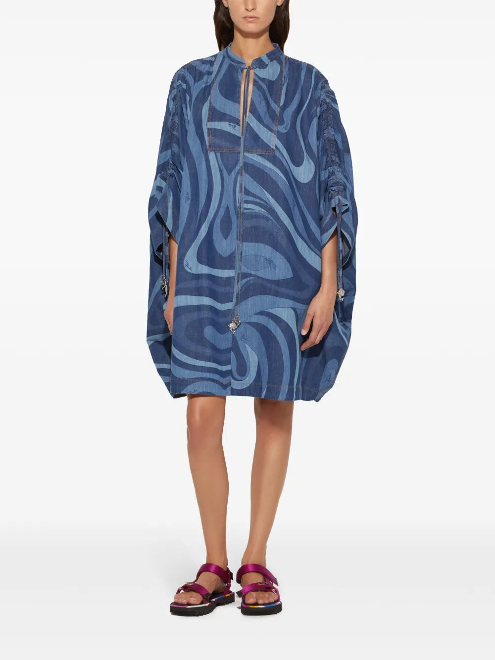 Pucci Marmo Print Denim Kaftan Dress