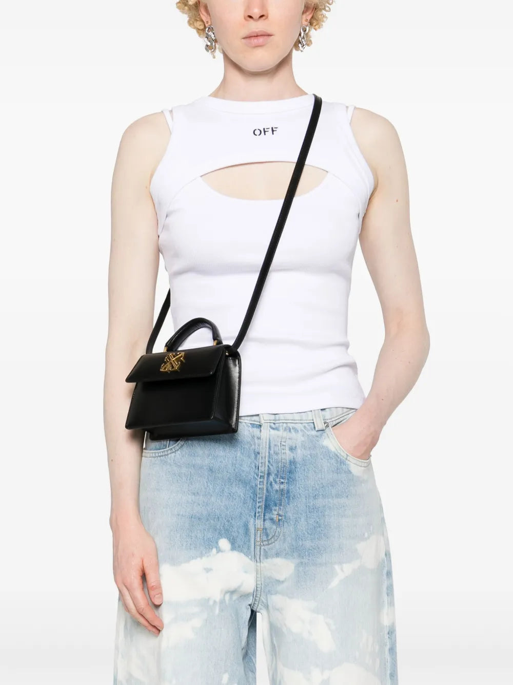 Off White Baby Jitney Leather Shoulder Bag