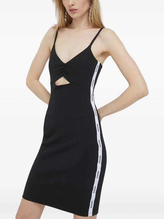 Hugo Cut Out Logo Tape Mini Dress