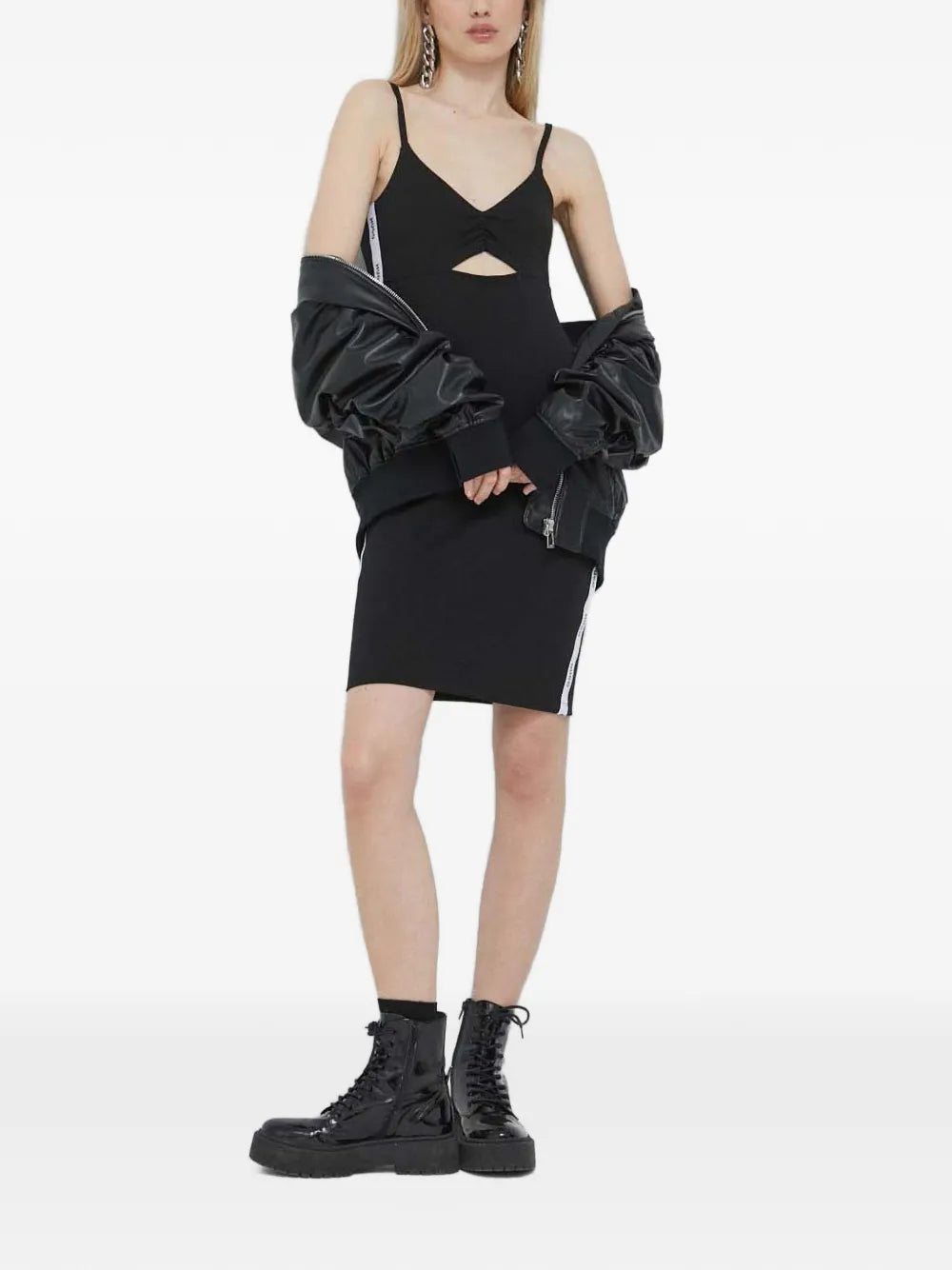 Hugo Cut Out Logo Tape Mini Dress