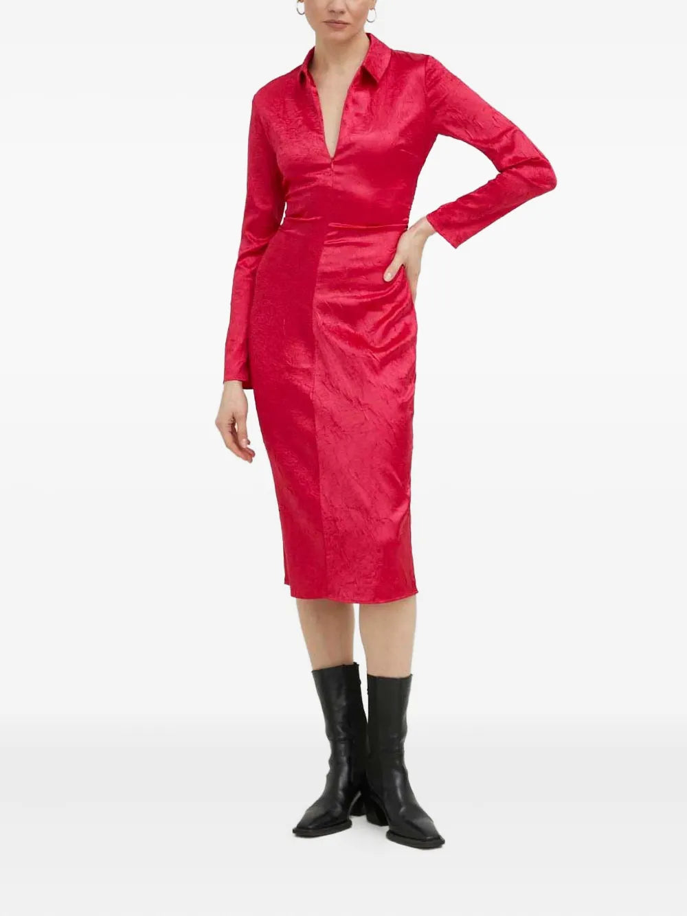 Samsoe Samsoe Long Sleeve Collared Midi Dress