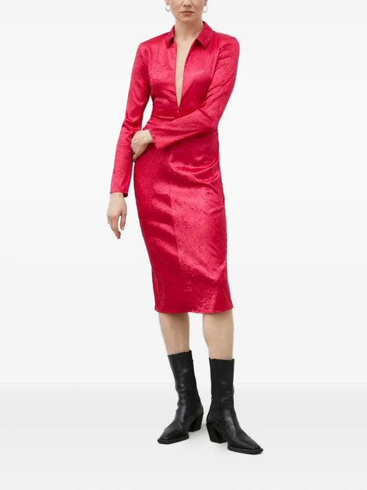 Samsoe Samsoe Long Sleeve Collared Midi Dress