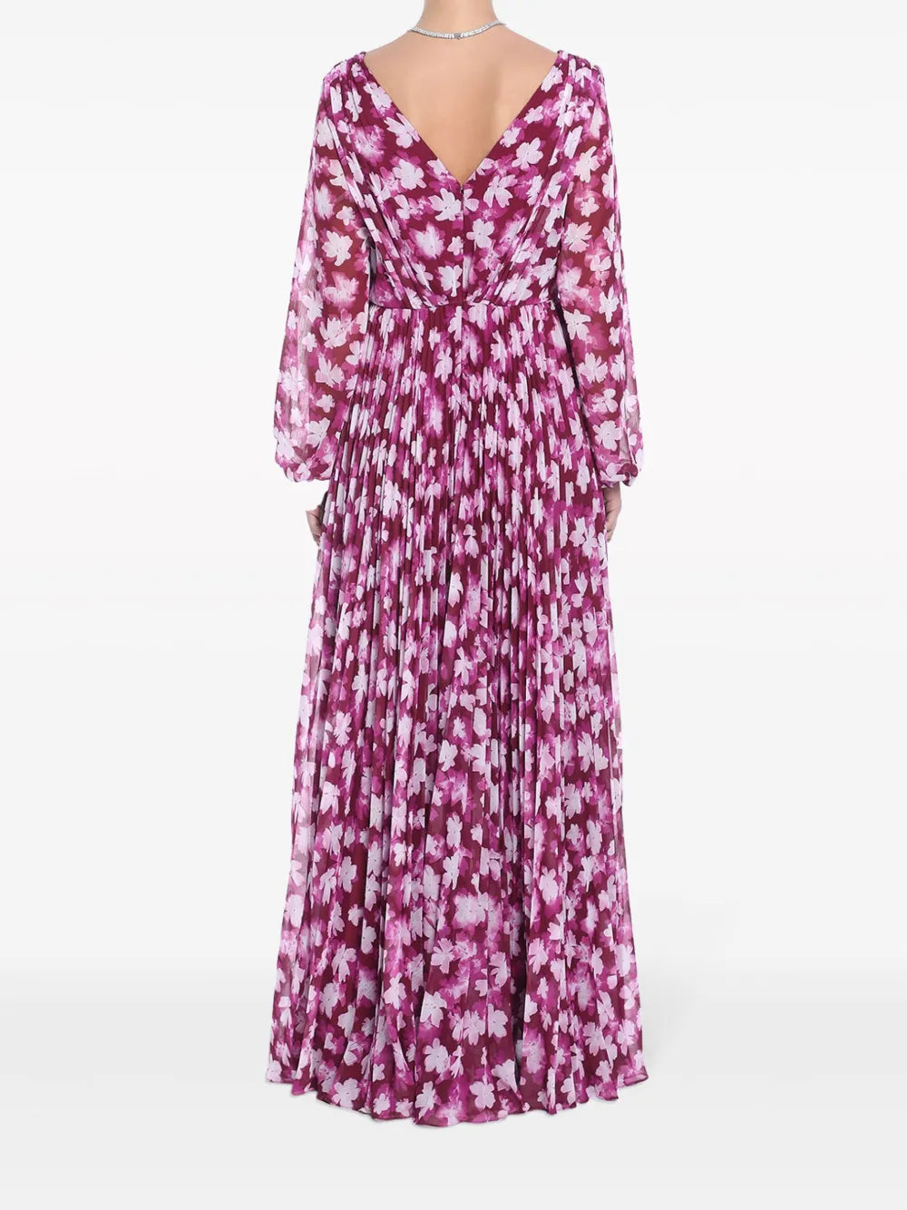 Ml Monique Lhuillier Floral Print Pleated Maxi Dress