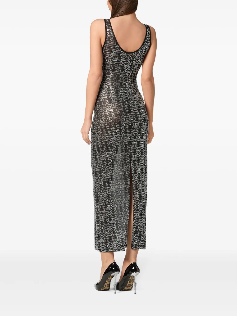 Philipp Plein Crystal Monogram Maxi Dress