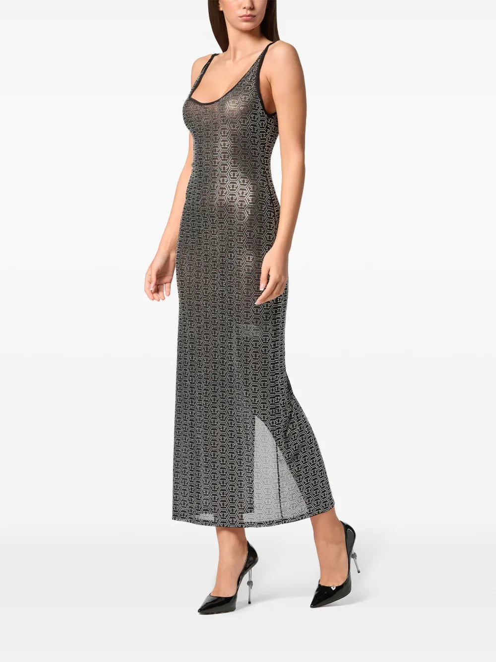 Philipp Plein Crystal Monogram Maxi Dress