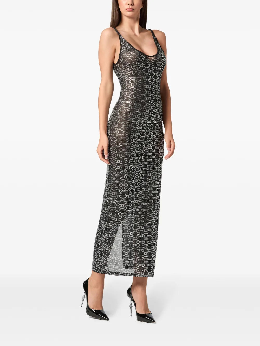 Philipp Plein Crystal Monogram Maxi Dress