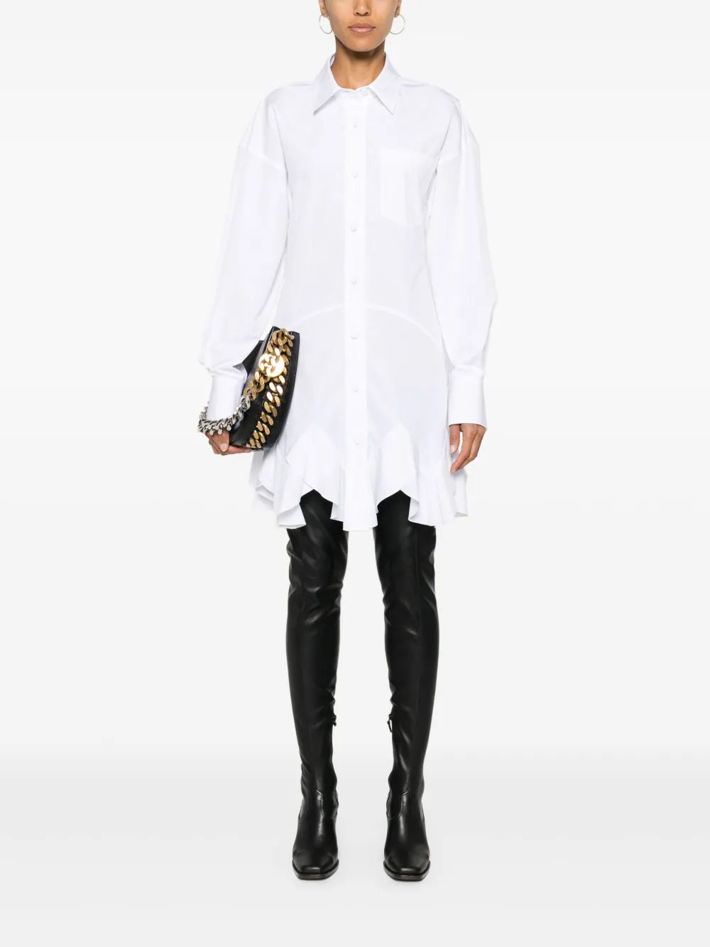 Stella Mccartney Logo Embroidered Poplin Mini Dress