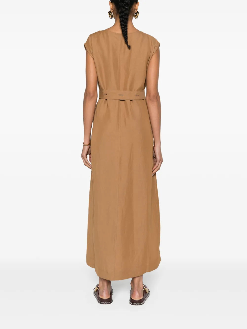 Fabiana Filippi Belted V Neck Midi Dress