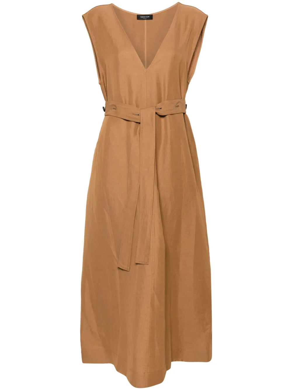 Fabiana Filippi Belted V Neck Midi Dress