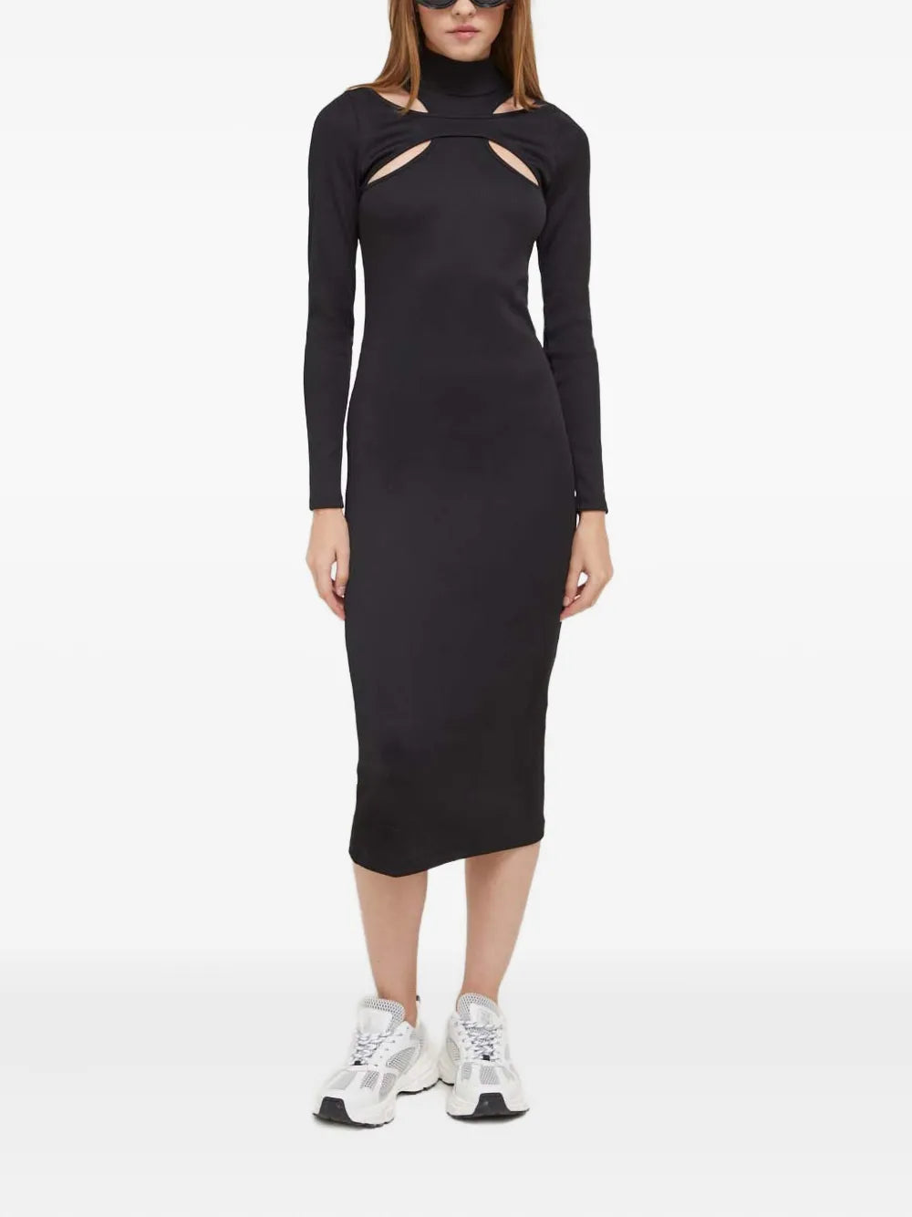 Hugo Cut Out Turtleneck Midi Dress