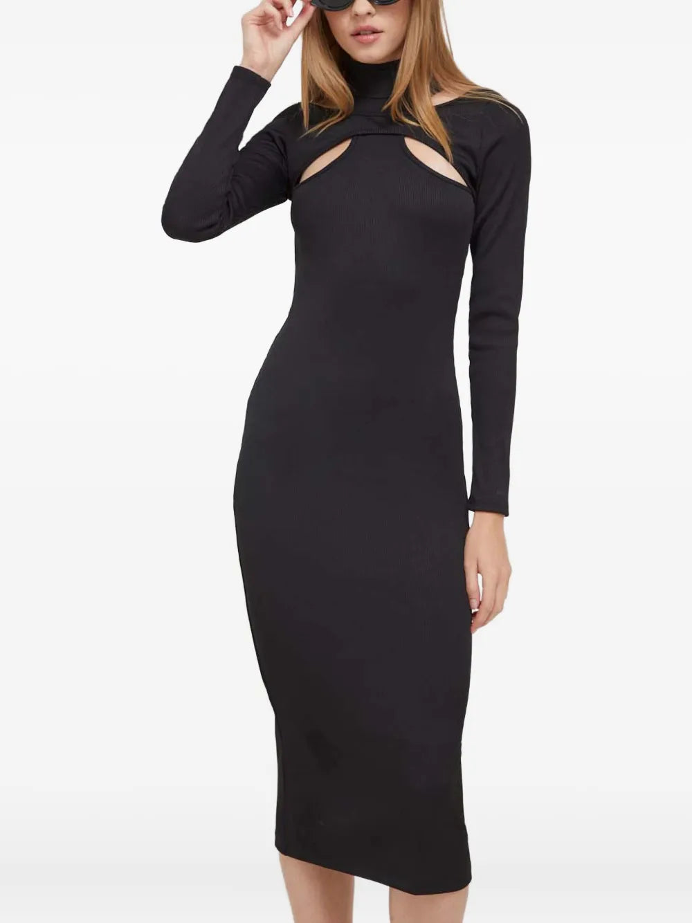 Hugo Cut Out Turtleneck Midi Dress