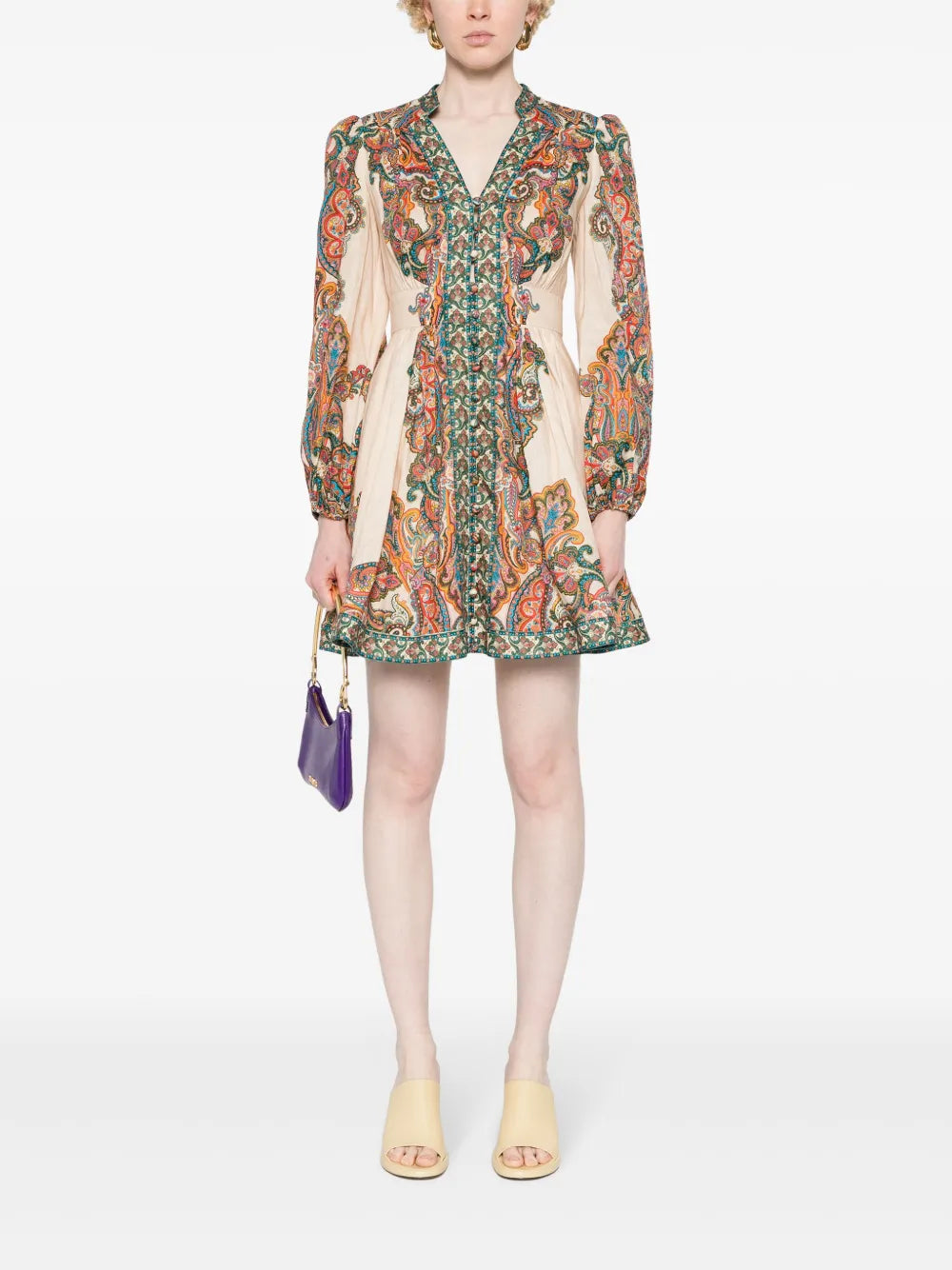 Zimmermann Ottie Plunge Linen Mini Dress