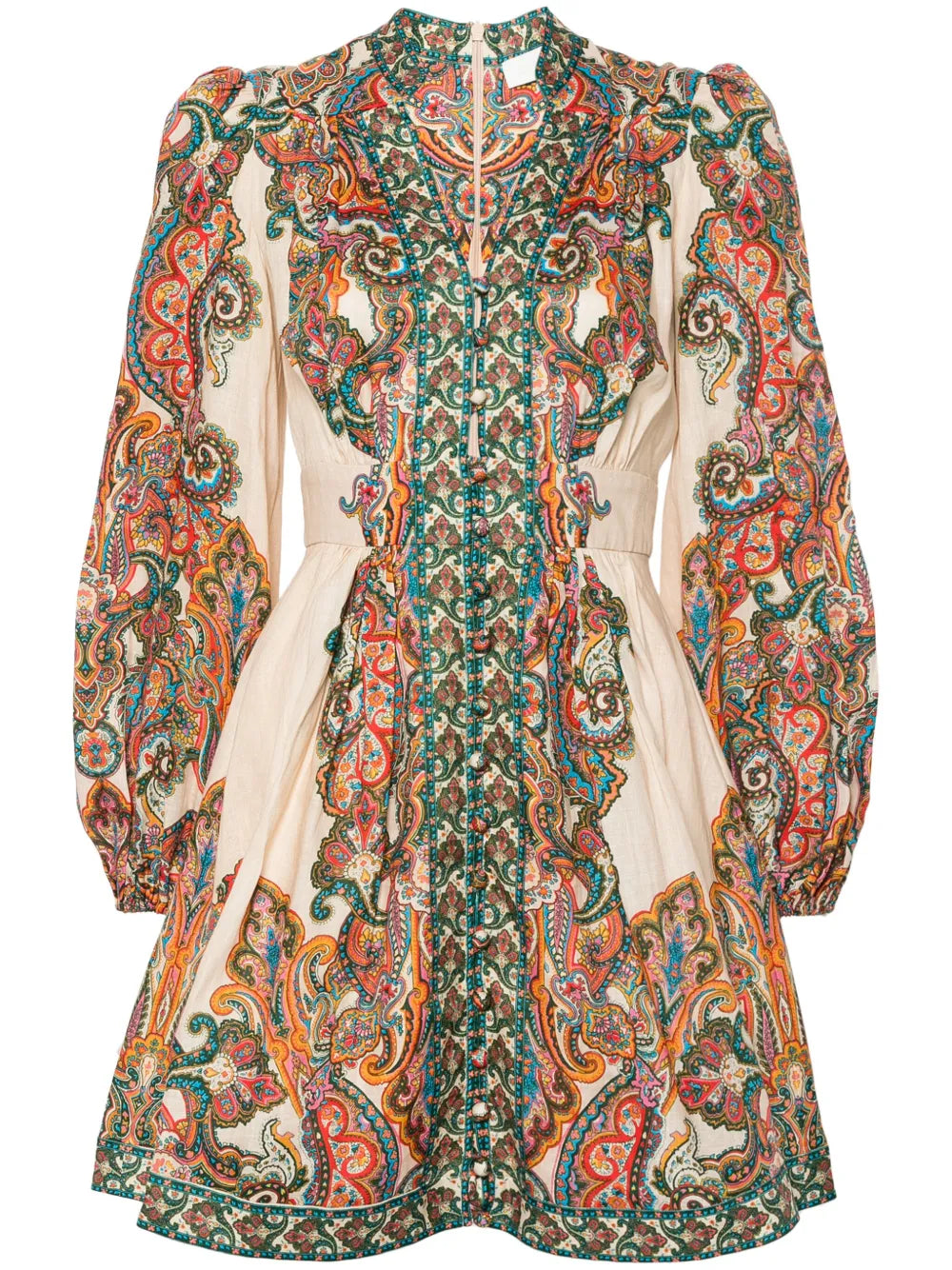 Zimmermann Ottie Plunge Linen Mini Dress