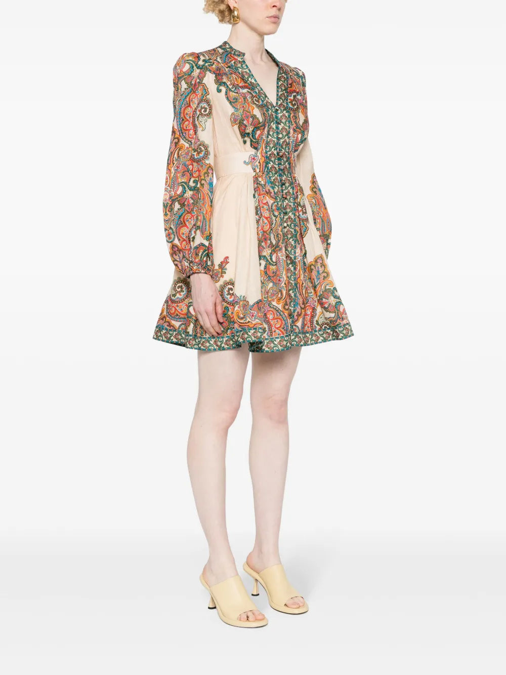 Zimmermann Ottie Plunge Linen Mini Dress