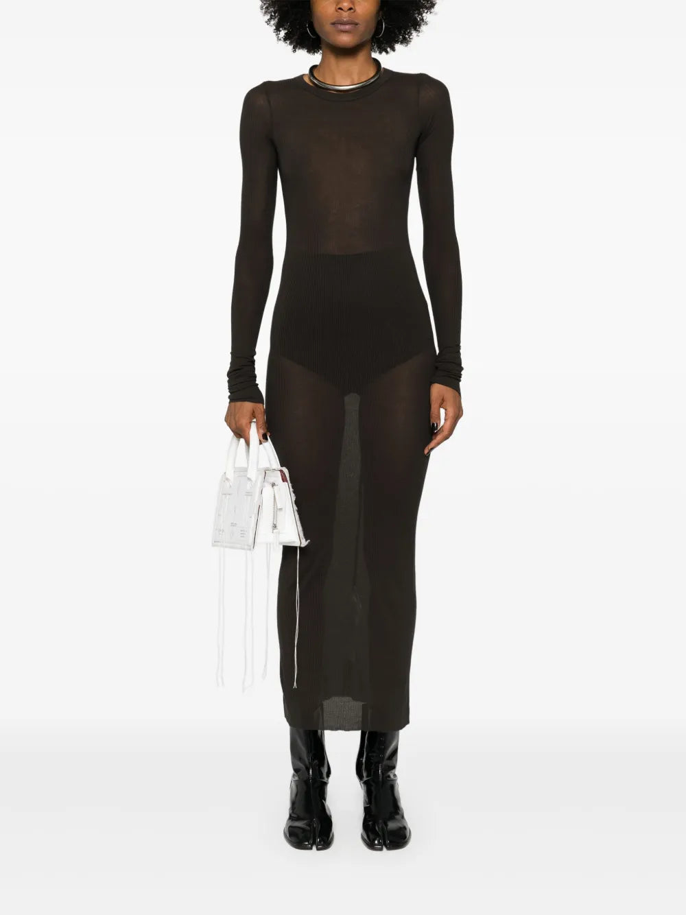 Rick Owens Ribbed Knit Midi Dress