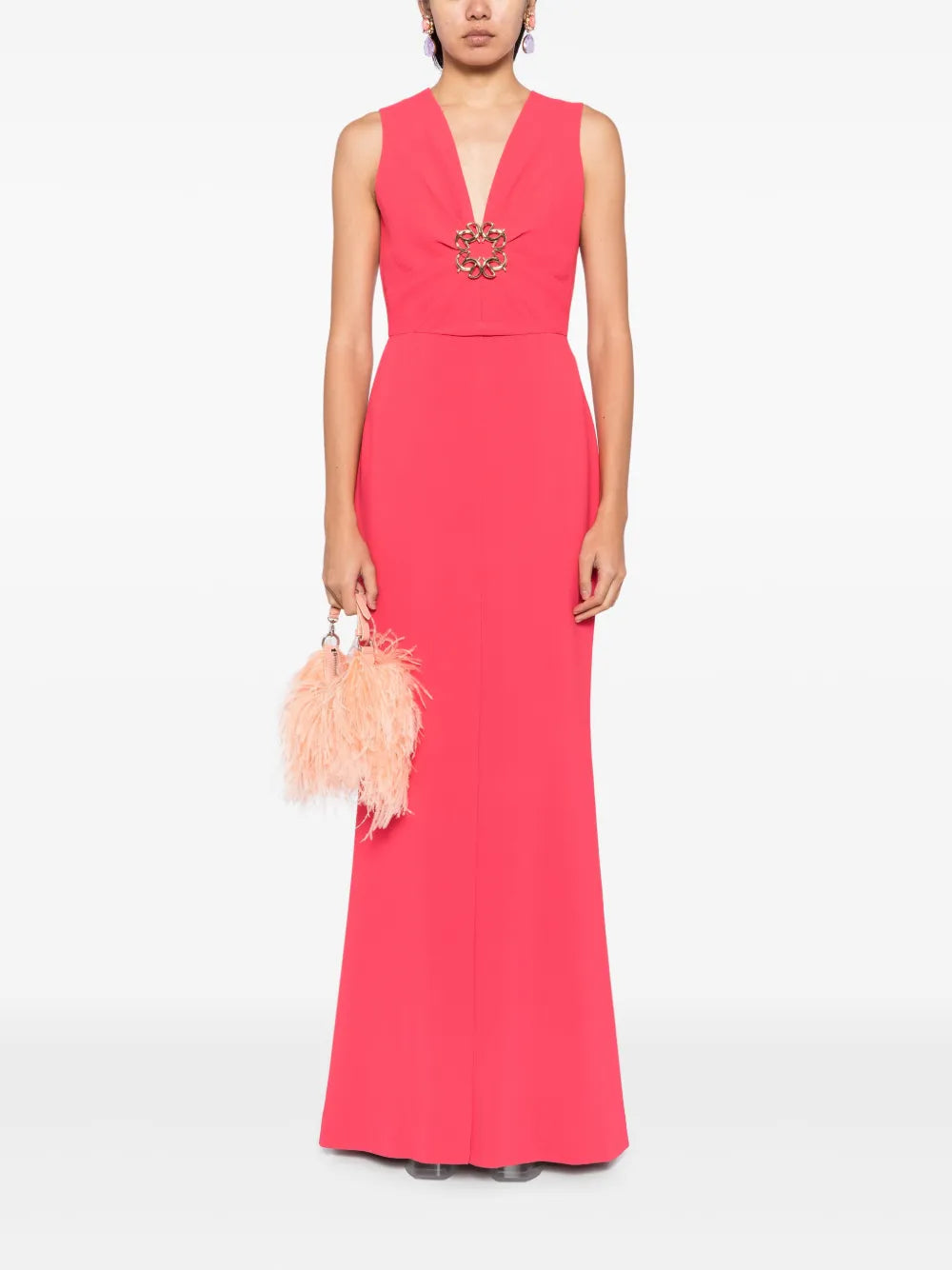 Elie Saab V Neck Long Dress