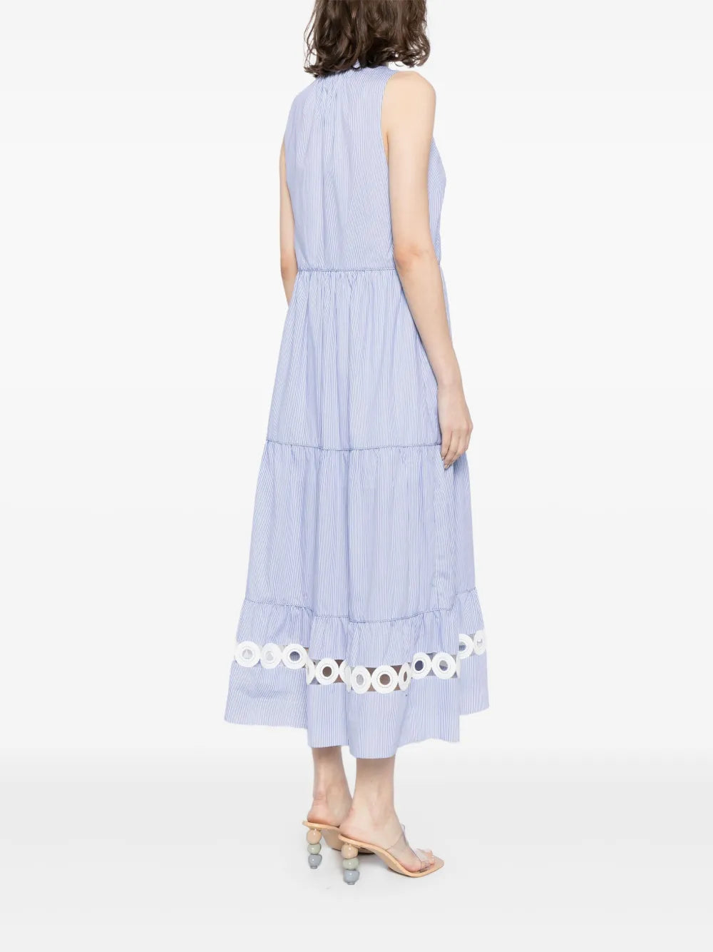 Sachin Babi Positano Pinstripe Pattern Midi Dress