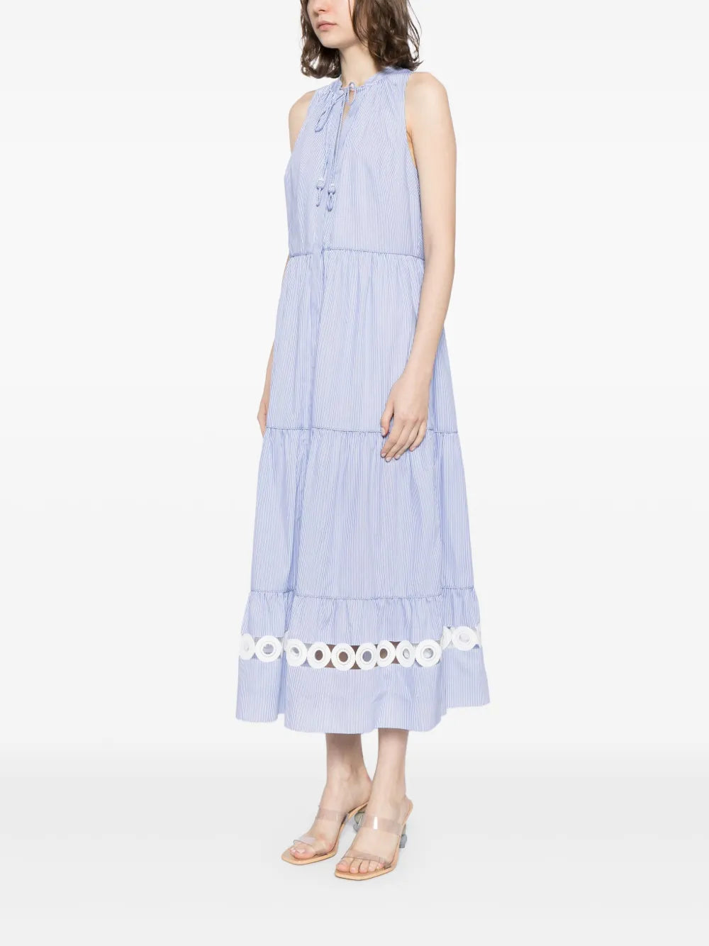 Sachin Babi Positano Pinstripe Pattern Midi Dress