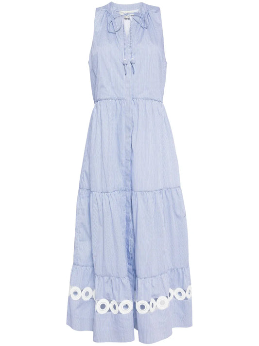Sachin Babi Positano Pinstripe Pattern Midi Dress